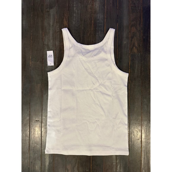 Gap Womens Ribbed Tank Top White Sleeveless Scoop Neck Stretch Basic NWT Size S - Picture 2 of 2